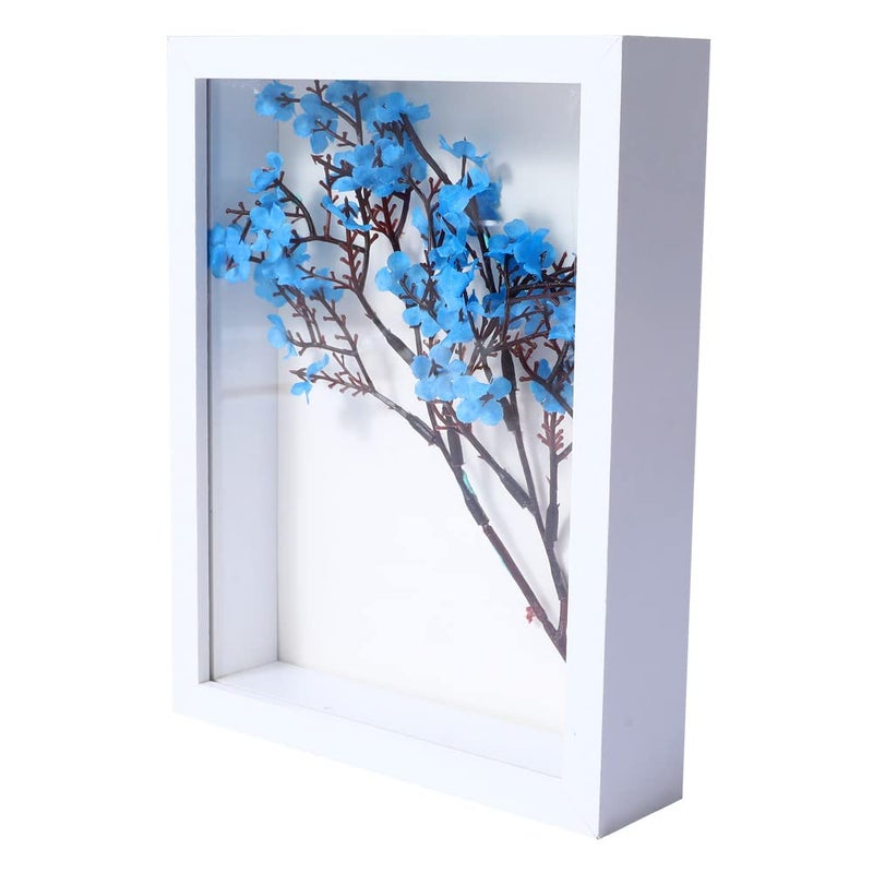 KAPIX KAPIX Shadow Box 8x10 Picture Frame with HD Plexiglass Deep Wood Memory Box Display case for FlowersTicketMemorabiliaKeepsakeMedalArt and PhotosWhite 