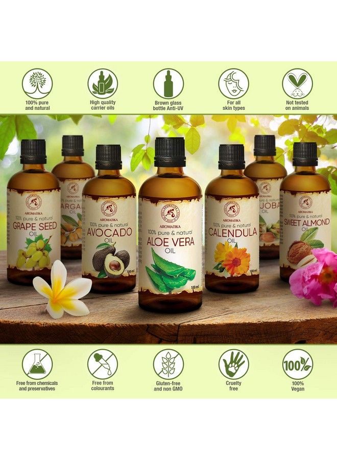 Aromatika مجموعة زيت الصبار النقي 6.8 أونصة سائلة 100% طبيعي زجاجة زجاجية زيت الصبار الأساسي الصبار البرازيلي المكرر للعناية المركزة للوجه والجسم والشعر واليدين والتدليك عمر قصير - Image 3