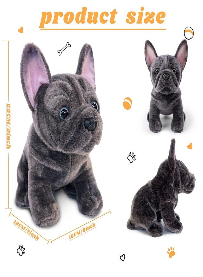 JUSTQUNSEEN Bulldog Stuffed Animals Realistic Dog,9" Dog Stuffed Animals Soft Cuddly Gray Bulld og Stuffed D og Plush,Puppy Plush Toys for Kids Girls Boys Huggable & Washable - Image 2