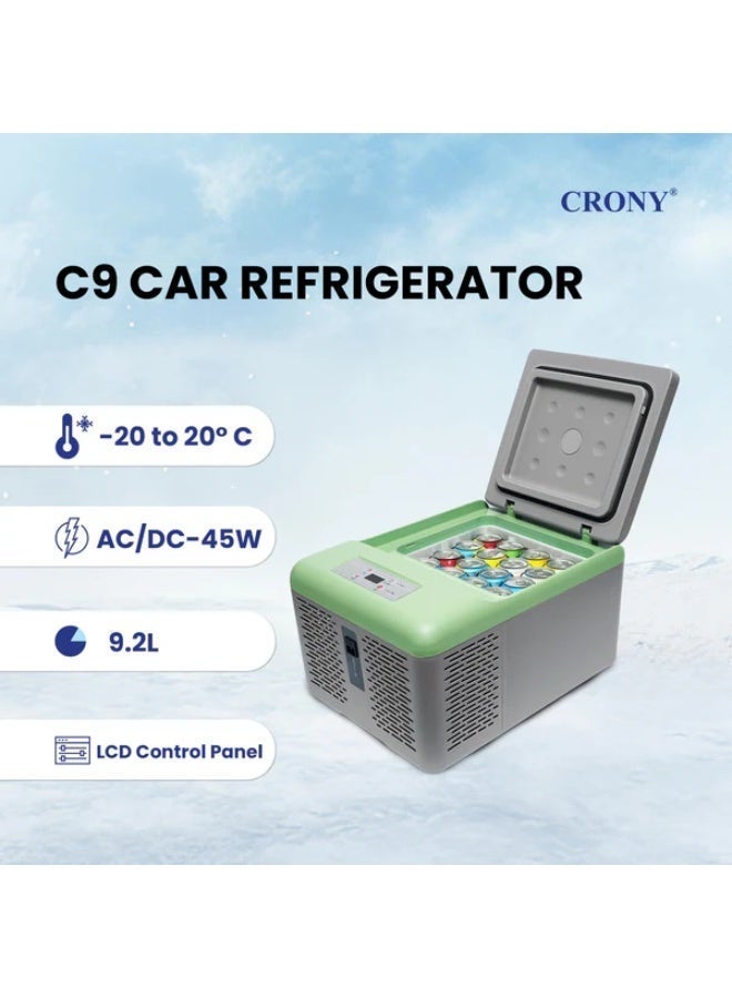 CRONY C9 Car Refrigerator 9L Mini Car Refrigerators for Cosmetics, Skincare & Mobile Cooling, DC 12V/24V & AC 100–240V, -20°C to 20°C Adjustable Temperature, LCD Control Panel, USB Outlet, App-Connected Portable Cooler Box, Quiet ≤45dB, Car Battery Protection, 9.2L Compact Travel Fridge for Car, Home, Camping & Office Use, Lightweight 6.7KG - Image 3