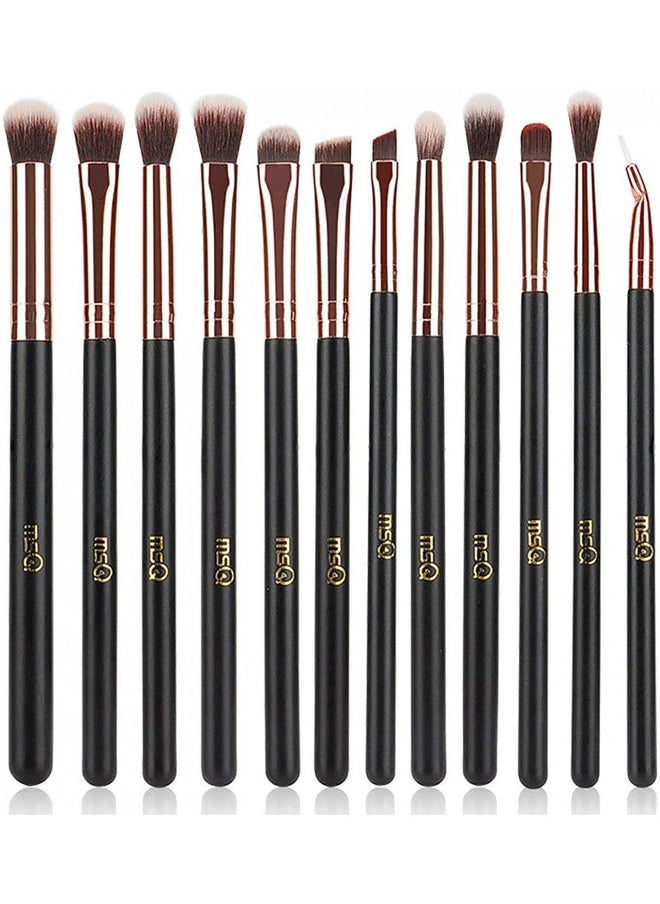MSQ MSQ Eye Makeup Brushes 12pcs Rose Gold Eyeshadow Makeup Brushes Set with Soft Synthetic Hairs & Real Wood Handle for Eyeshadow, Eyebrow, Eyeliner, Blending(without bag)  - Image 1
