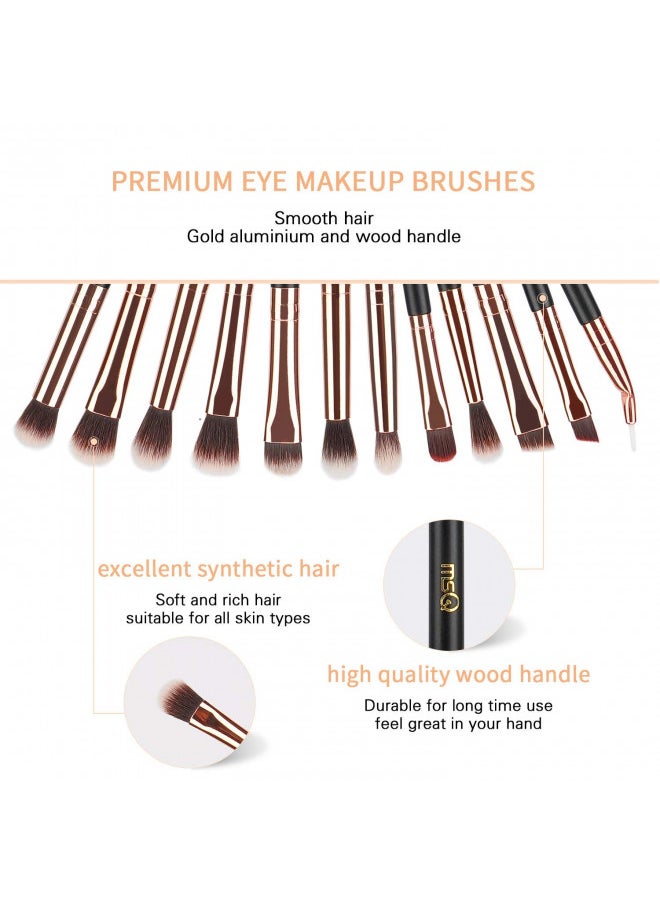 MSQ MSQ Eye Makeup Brushes 12pcs Rose Gold Eyeshadow Makeup Brushes Set with Soft Synthetic Hairs & Real Wood Handle for Eyeshadow, Eyebrow, Eyeliner, Blending(without bag)  - Image 3