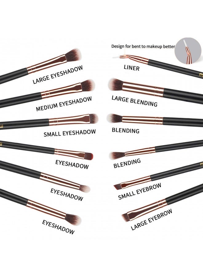 MSQ MSQ Eye Makeup Brushes 12pcs Rose Gold Eyeshadow Makeup Brushes Set with Soft Synthetic Hairs & Real Wood Handle for Eyeshadow, Eyebrow, Eyeliner, Blending(without bag)  - Image 2