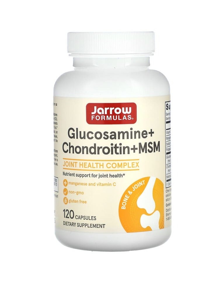 jarrow formulas Glucosamine + Chondroitin + MSM, 120 Capsules - Image 1