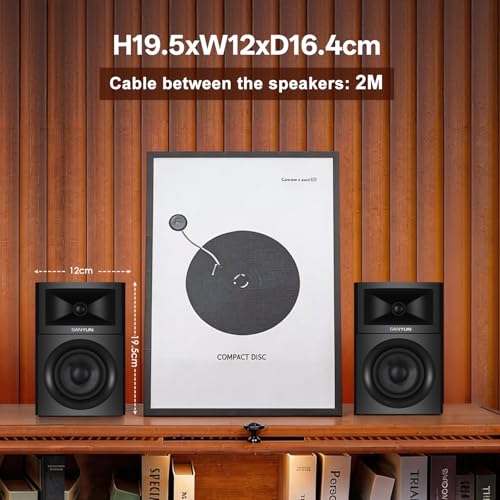 Sanyun SW203 2.0 Desktop Computer Speakers - Near-Field 3D Stereo with Vertical Imaging - 60W Triple-DSP Dual Independent Drive - 24bit USB-C DAC Bluetooth 5.4 AUX, HiFi PC Gaming (Pair, Cherry) - Image 3