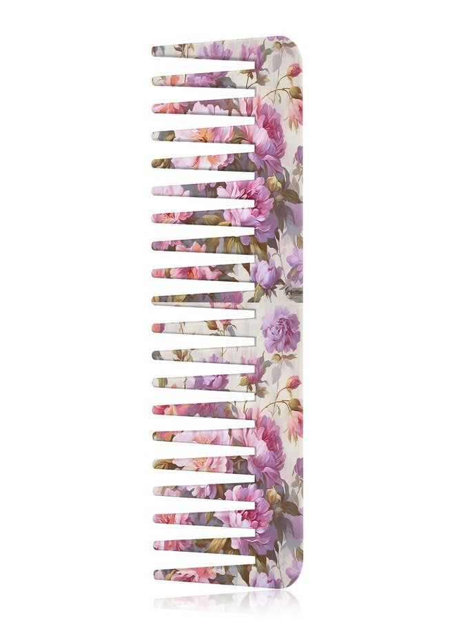 GABraden Wide Tooth Comb,Effortless Tangle Removal,Cute Large Detangling Wide Tooth Comb Without Handle for Women Men and Girls(K8-Purple Flowers) - Image 1