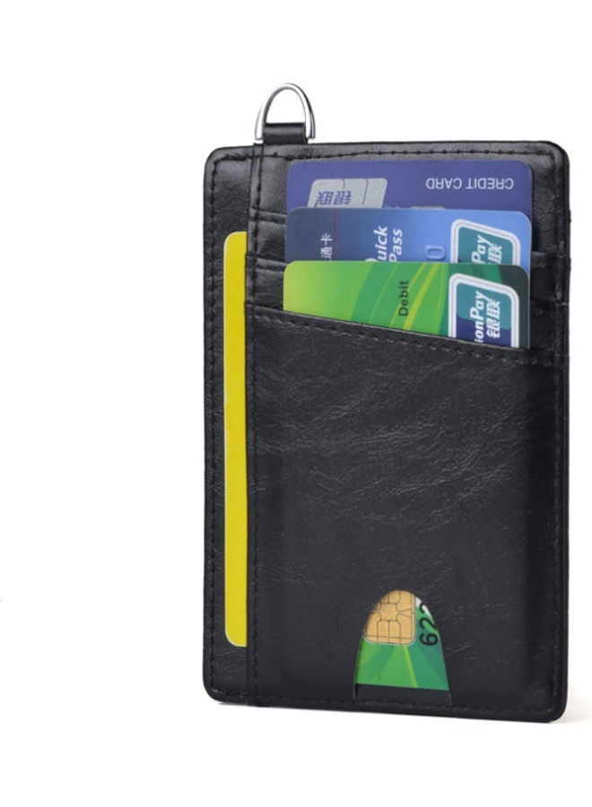 NIBEMINENT Leather Card Holder Money Clip Black  - Image 1