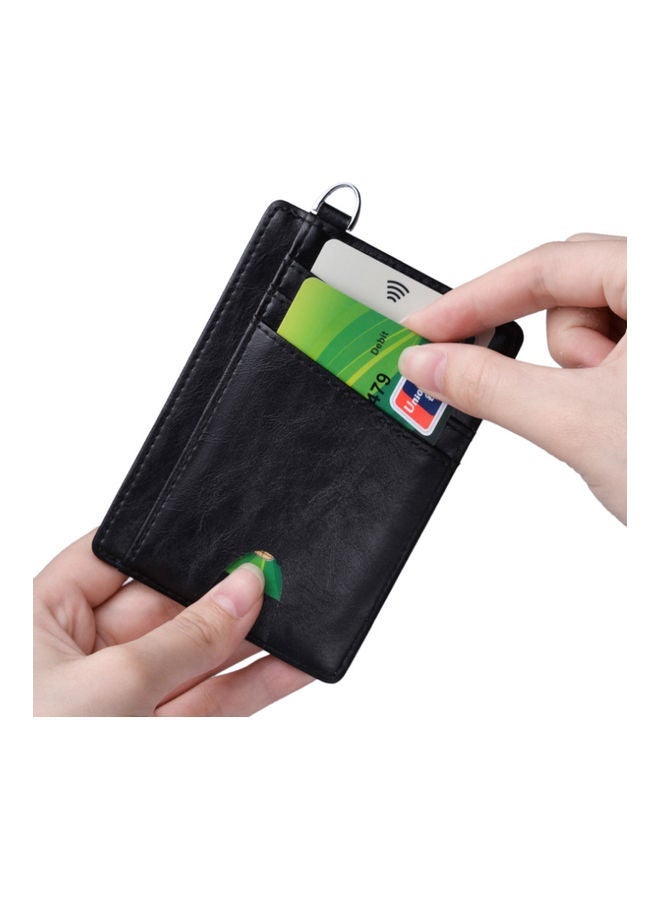 NIBEMINENT Leather Card Holder Money Clip Black  - Image 3