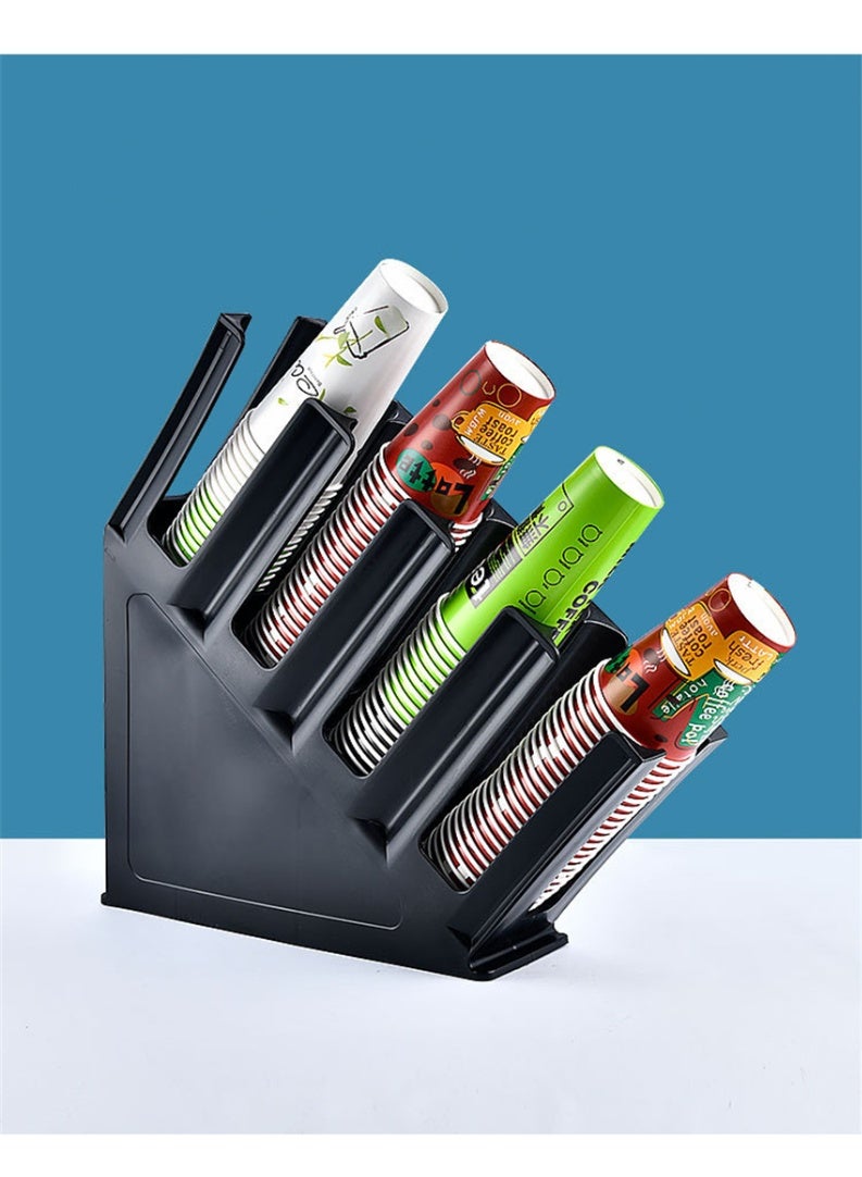 موزع كوب الورق ، موزع كوب القهوة القابل للتصرف لمحطة القهوة على سطح الكونتر بار مطعم غرفة استراحة ، منظم حامل كوب قابل للتعديل (أسود - 011) - Image 2