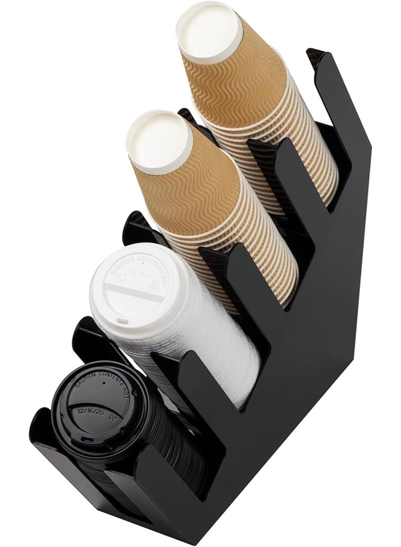 موزع كوب الورق ، موزع كوب القهوة القابل للتصرف لمحطة القهوة على سطح الكونتر بار مطعم غرفة استراحة ، منظم حامل كوب قابل للتعديل (أسود - 011) - Image 5