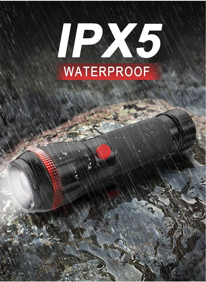 Y&D - LED Torch Mini Small Torches 4Pcs, Zoomable 2 Modes 70 Lumens, Adjustable Focus, Portable Flashlight Home Indoor Lighting, Emergencies, Batteries Included - Image 1