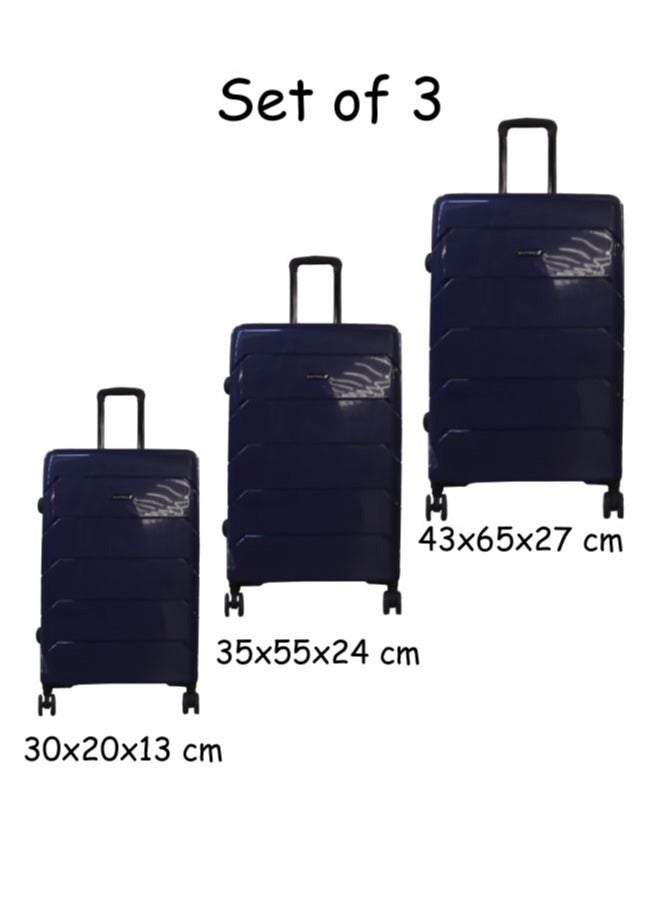 Gai mattiolo Gai Mattiolo 4-Wheeled Trolley Bag, PP Material, Italian Design, Lightweight and Durable Travel Suitcase, Set of 3, Navy - Image 5
