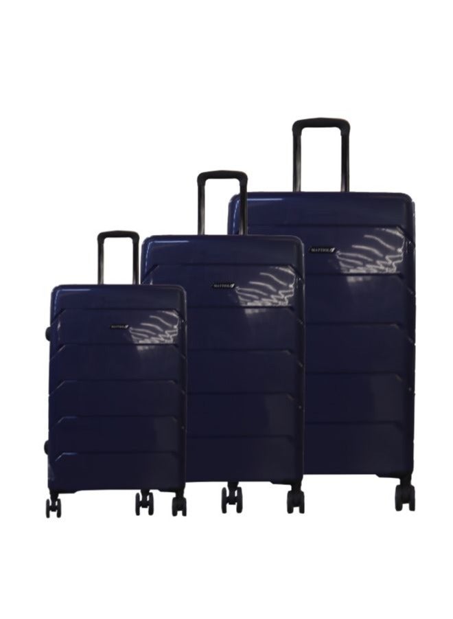 Gai mattiolo Gai Mattiolo 4-Wheeled Trolley Bag, PP Material, Italian Design, Lightweight and Durable Travel Suitcase, Set of 3, Navy - Image 4