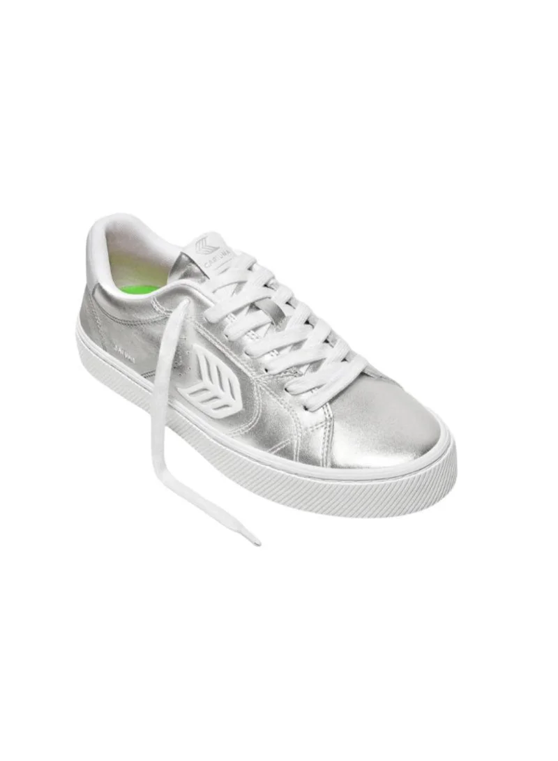 كاريوما SALVAS Metallic Silver Leather White Logo Sneaker