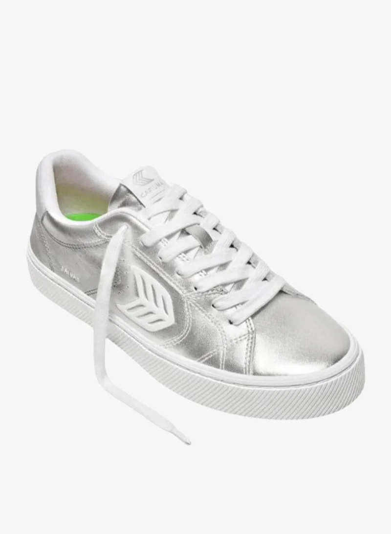 كاريوما SALVAS Metallic Silver Leather White Logo Sneaker
