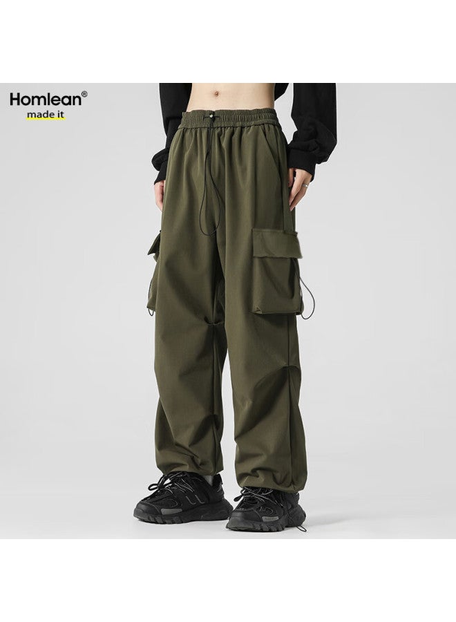 Homlean American-style Functional Paratrooper Cargo Pants For Men, Summer Loose Thin Ice-cool Breathable Casual Trousers B6603 Army Green L - Image 5