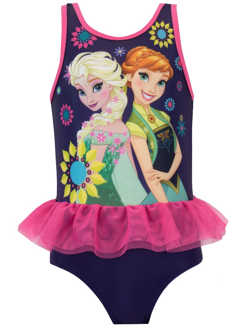 Disney Frozen Bathing Suit | Elsa Girls Bathing Suit | Girls One Piece Swimsuit | Official Frozen Merchandise 5 Blue - Image 4