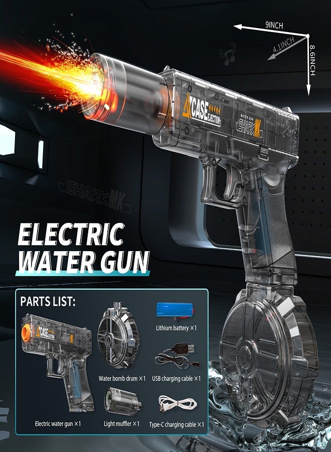 سمكة قرش مسدس ماء كهربائي للأطفال مع مؤثرات إضاءة LED، سعة كبيرة، أوتوماتيكي بالكامل، للأنشطة الخارجية، حفلات المسبح، الشاطئ، هدية مثالية للصيف - Image 2