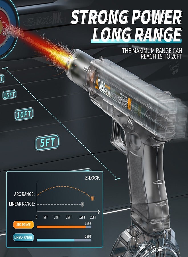 سمكة قرش مسدس ماء كهربائي للأطفال مع مؤثرات إضاءة LED، سعة كبيرة، أوتوماتيكي بالكامل، للأنشطة الخارجية، حفلات المسبح، الشاطئ، هدية مثالية للصيف - Image 3
