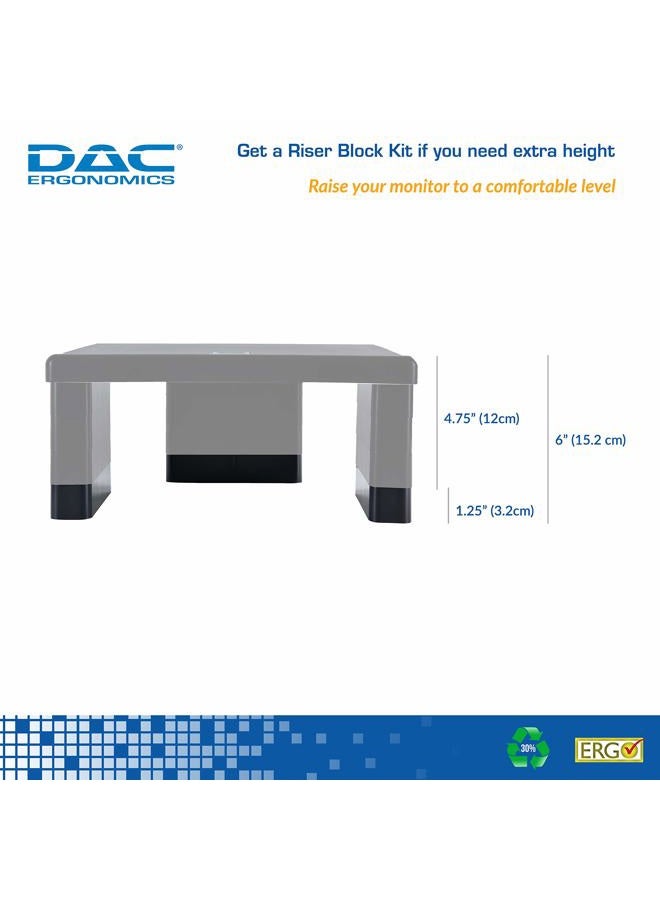 Dac Stax Leg Block Kit for Height-Adjustable Rectangular Monitor Stand, 3-Piece, Raise Monitor Riser by 1-1/4" - Image 2