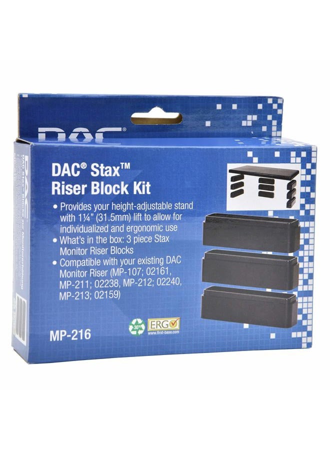 Dac Stax Leg Block Kit for Height-Adjustable Rectangular Monitor Stand, 3-Piece, Raise Monitor Riser by 1-1/4" - Image 5