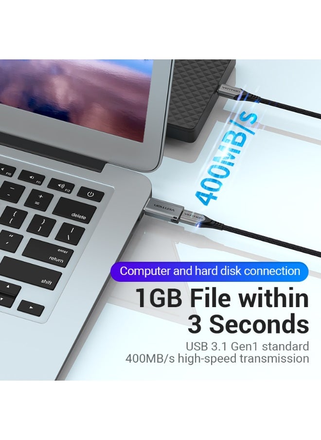 فينشن محول VENTION USB 3.0 ذكر إلى USB-C أنثى من سبيكة الألومنيوم الرمادية نوع X2 رقم الموديل CDPH0-2  - Image 5