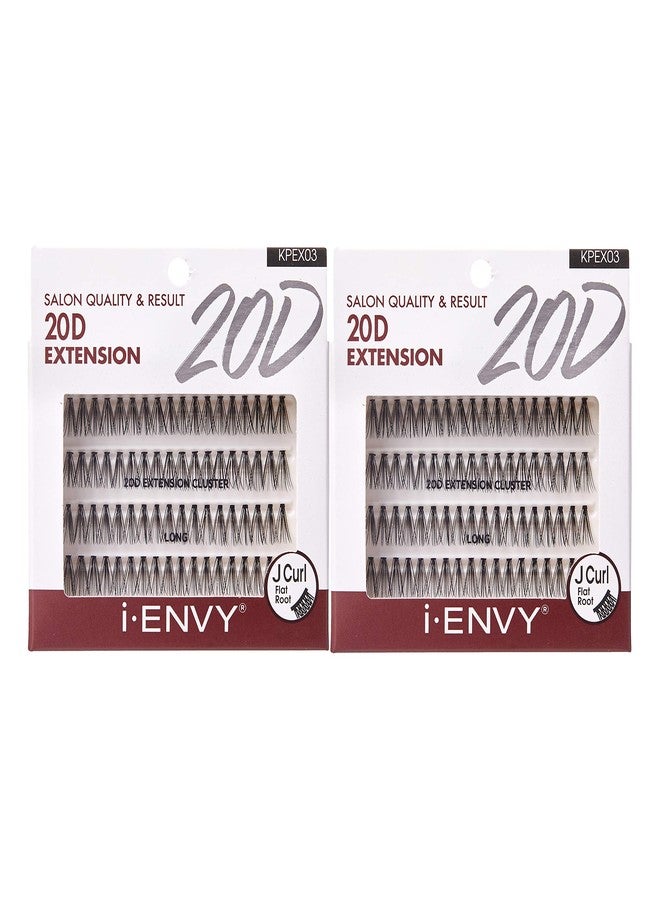 i.Envy i-ENVY 20D Extension Cluster Individual Lashes (Long, 2 PACK) Flat Root Seamless Application Perfect For DIY Lash Extension - Image 1