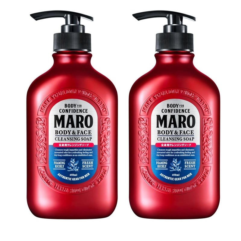 MARO Body  Face Cleansing Soap 2Pack  AllInOne Mens Bodywash  Face Wash Shower Gel Fresh Scent Mens Body Soap That Removes Dirt  Oil for Invigorated  Renewed Skin Bodywash Gifts for Men
