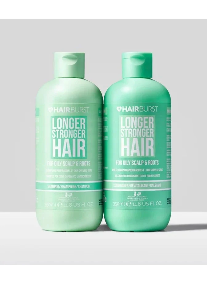 هيربرست SHAMPOO & CONDITIONER FOR LONGER, STRONGER, OILY SCALP AND ROOTS — Deep Cleansing, Purifying & Hydrating with Tropical Aroma - Promotes Growth, Reduces Hair Loss-Free of SLS, Silicones & Parabens - Made in UK