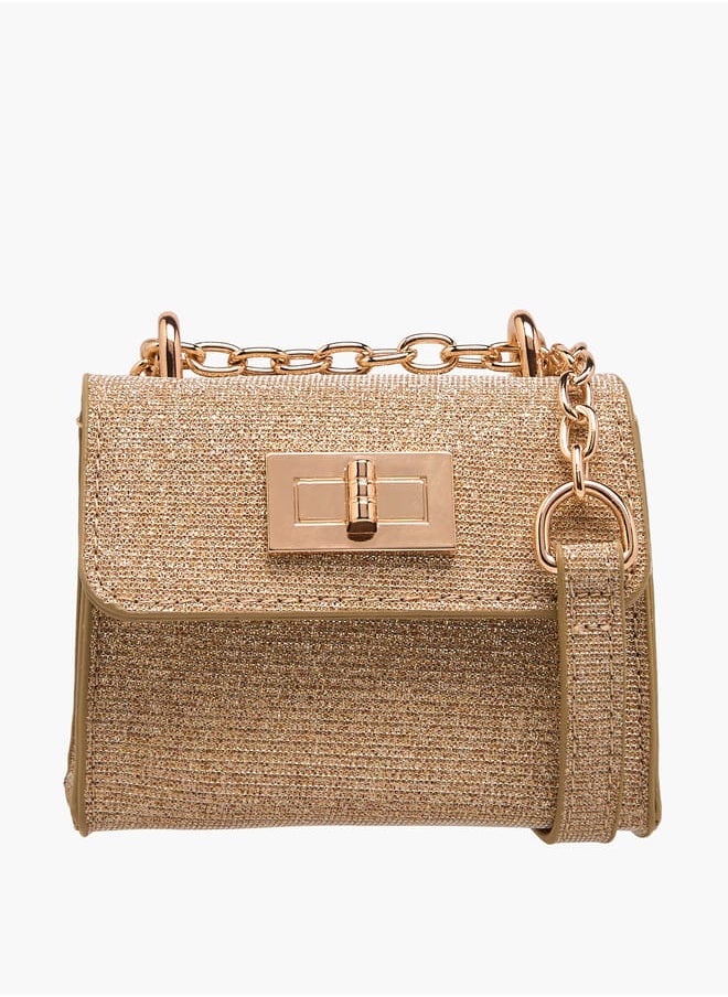 Flora Bella By Shoexpress Girls Embellished Crossbody Bag With Chain Strap And Flap Closure  - Image 1