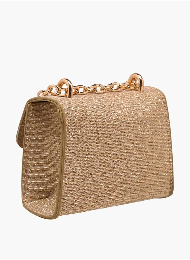 Flora Bella By Shoexpress Girls Embellished Crossbody Bag With Chain Strap And Flap Closure Ramadan Collection