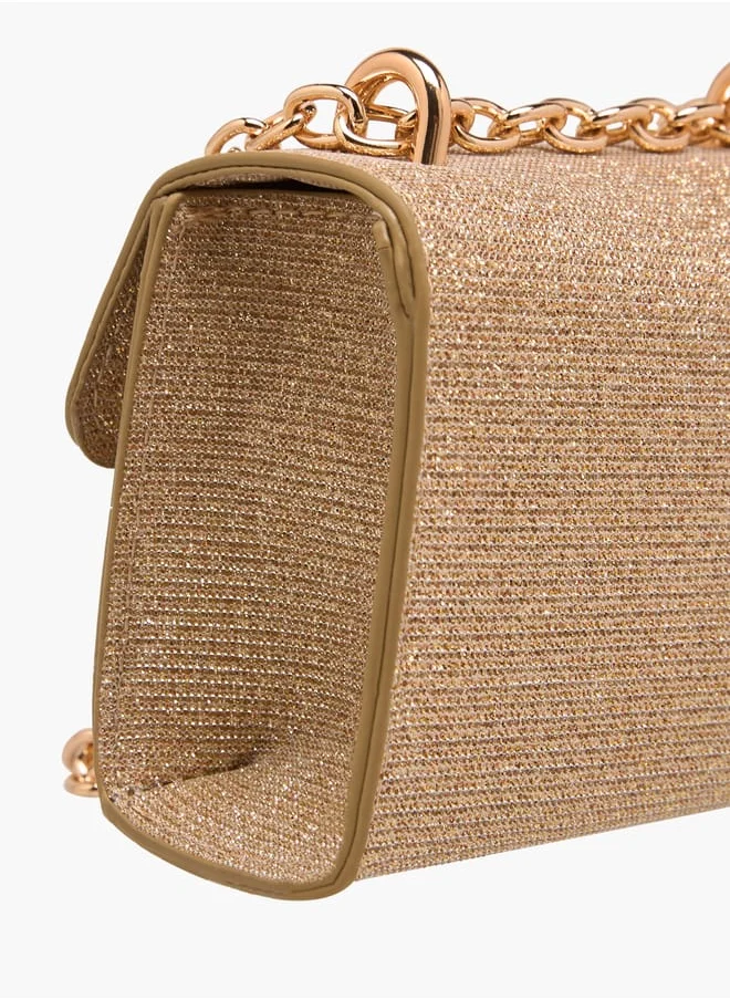 Flora Bella By Shoexpress Girls Embellished Crossbody Bag With Chain Strap And Flap Closure Ramadan Collection