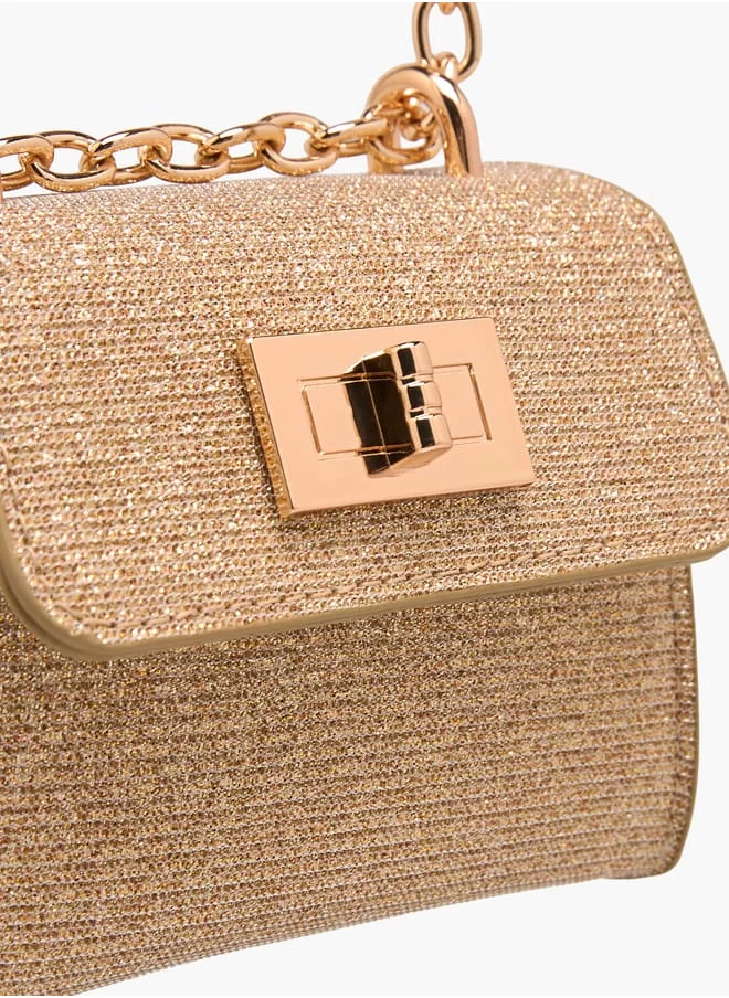 Flora Bella By Shoexpress Girls Embellished Crossbody Bag With Chain Strap And Flap Closure Ramadan Collection