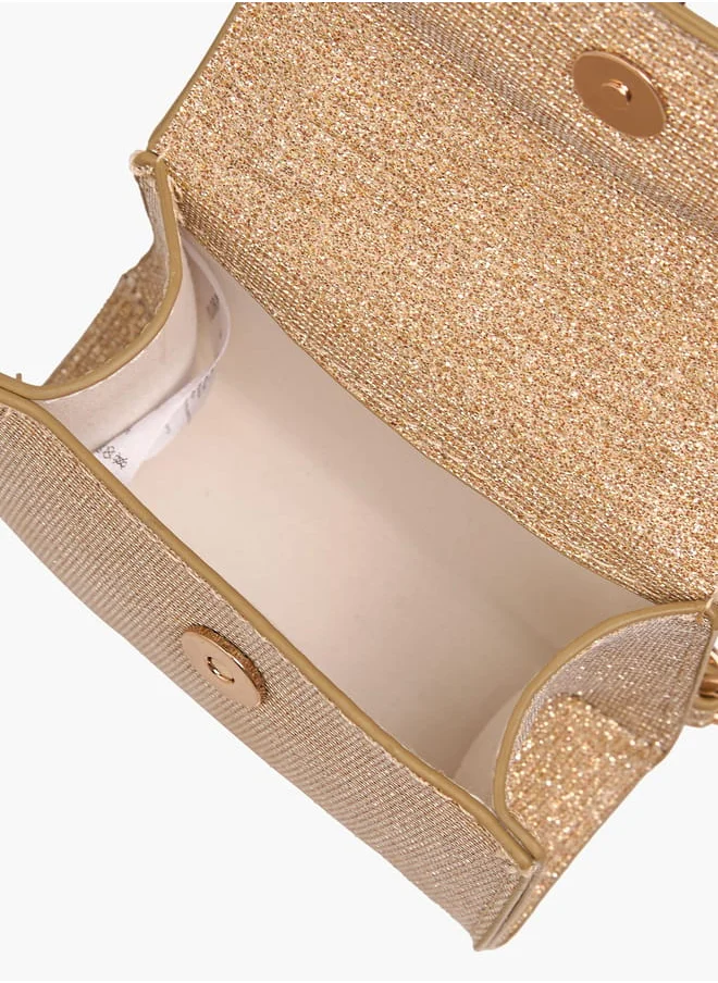 Flora Bella By Shoexpress Girls Embellished Crossbody Bag With Chain Strap And Flap Closure Ramadan Collection