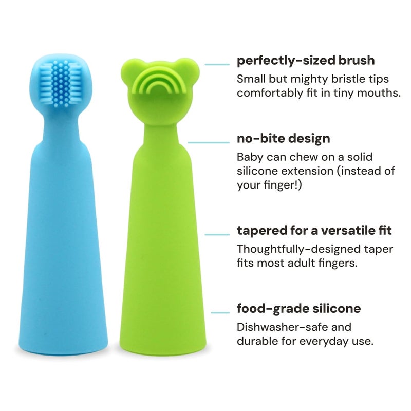 oogiebear Baby Finger Brush & Tongue Scraper - Gentle Oral Care, Soft Silicone, BPA-Free, for Infants & Toddlers - Image 2