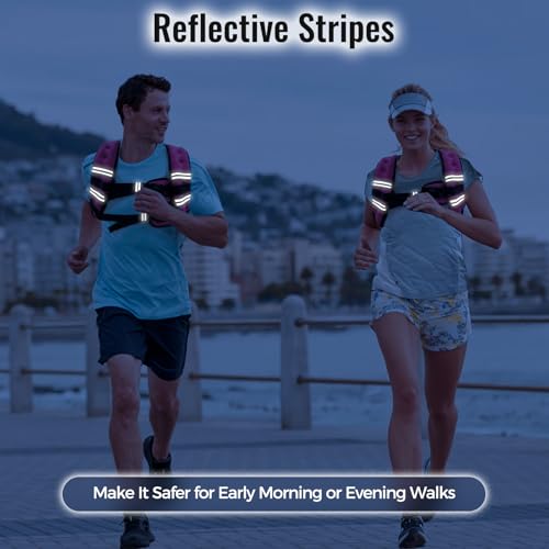 Zeerun Weighted Vest for Women & Men with Reflective Stripe and Adjustable Buckle, Comfortable & Durable Rucking Vest for Walking, Running & Strength Training, 18LBS-Pink - Image 5