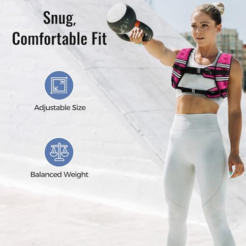 Zeerun Weighted Vest for Women & Men with Reflective Stripe and Adjustable Buckle, Comfortable & Durable Rucking Vest for Walking, Running & Strength Training, 18LBS-Pink - Image 3
