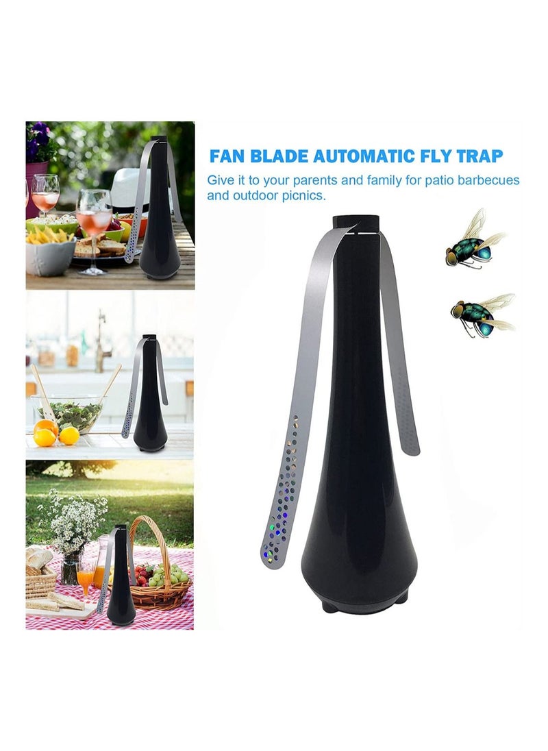 SYOSI - Fly Repellent Fan for Flies, Fly Fan Keep Pesky Flies Off Table and Food, Food Protector Electric Fan Portable Fly Trap, Flying Insects Deterrent Fan with Lightweight Soft Touch Blades, Black - Image 1