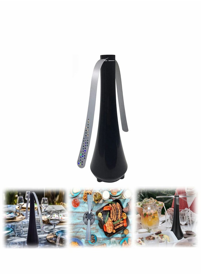 SYOSI - Fly Repellent Fan for Flies, Fly Fan Keep Pesky Flies Off Table and Food, Food Protector Electric Fan Portable Fly Trap, Flying Insects Deterrent Fan with Lightweight Soft Touch Blades, Black - Image 1
