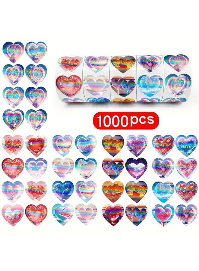 نموذج L039 CSJ ملصقات قلب ثلاثية الأبعاد 1000 قطعة زينة الفالنتين ذاتية اللصق - Image 1
