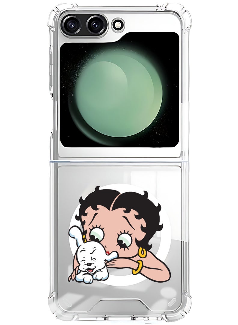 Theodor Magnetic Case for Samsung Galaxy Z Flip 6 Compatible with MagSafe Wireless Charging, Shockproof Phone Bumper Cover Betty Boop with dog - Image 1