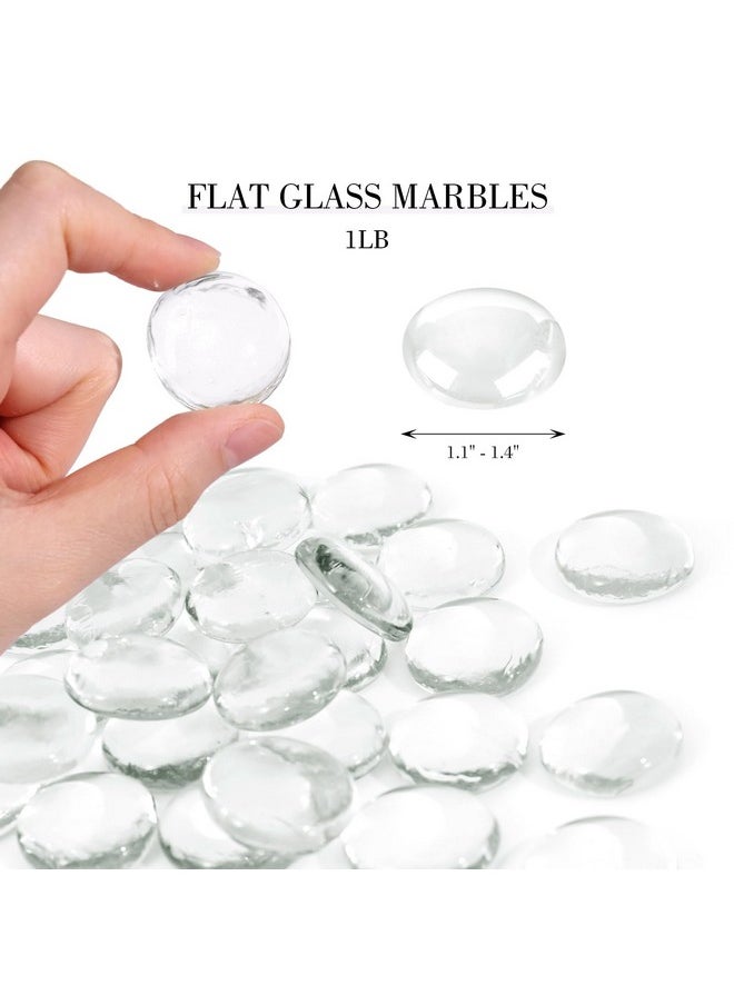 DomeStar DomeStar 1LB Flat Glass Marbles, 30-35PCS Large Glass Beads Transparent Decorative Glass Pebbles Clear Gemstone Flat Glass Stones for Crafts Vase Fillers Fish Tank Aquarium DIY (1.1"-1.4")  - Image 2
