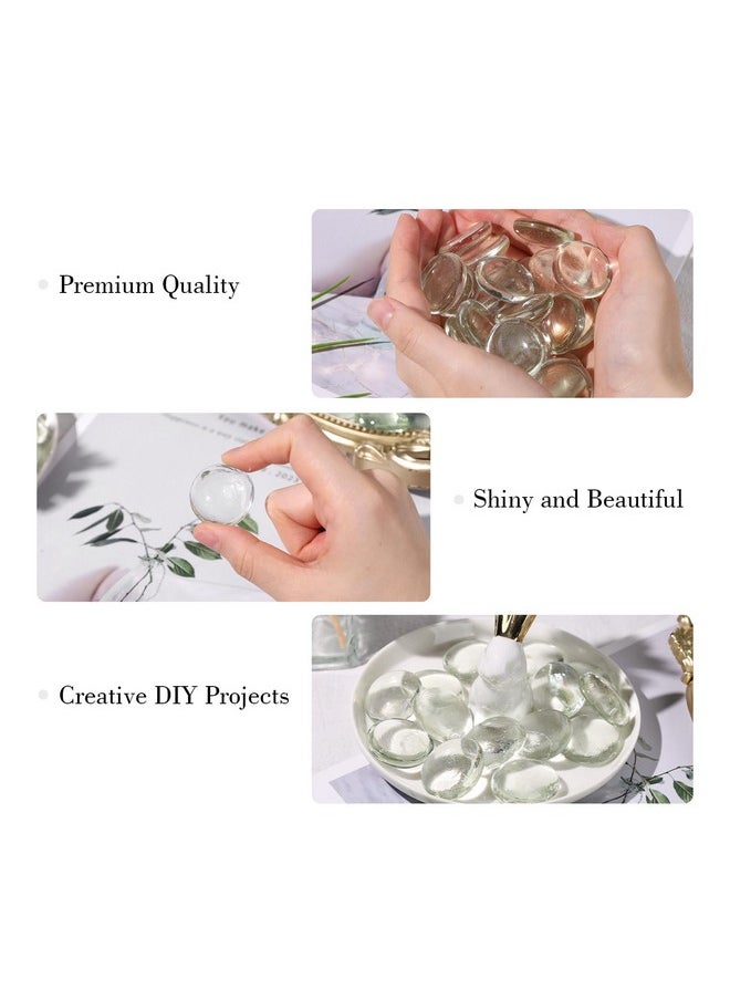 DomeStar DomeStar 1LB Flat Glass Marbles, 30-35PCS Large Glass Beads Transparent Decorative Glass Pebbles Clear Gemstone Flat Glass Stones for Crafts Vase Fillers Fish Tank Aquarium DIY (1.1"-1.4")  - Image 3