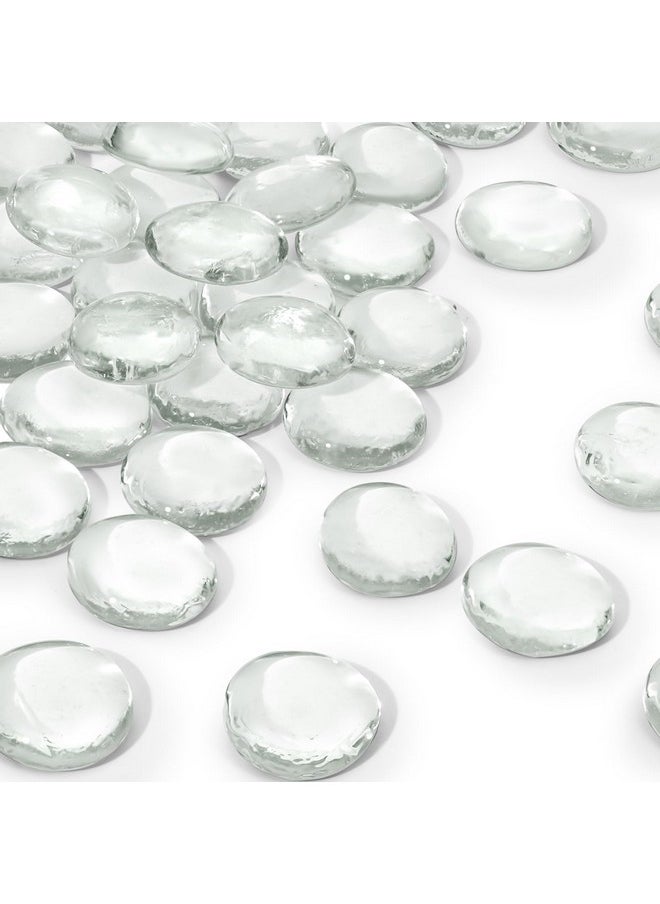 DomeStar DomeStar 1LB Flat Glass Marbles, 30-35PCS Large Glass Beads Transparent Decorative Glass Pebbles Clear Gemstone Flat Glass Stones for Crafts Vase Fillers Fish Tank Aquarium DIY (1.1"-1.4")  - Image 1