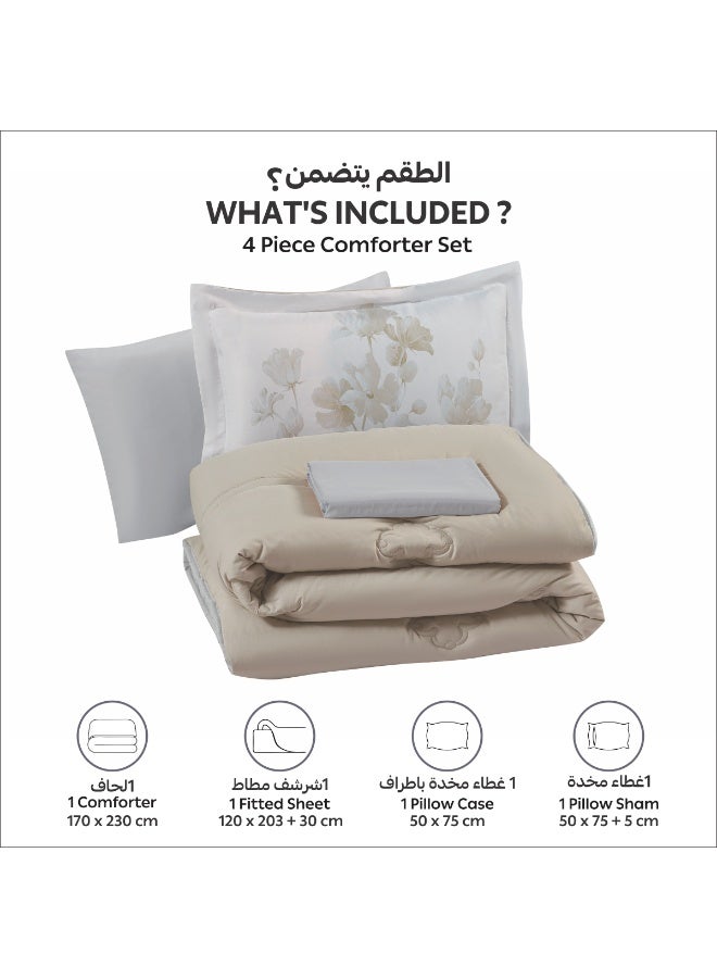 Donetella Bedding Comforter Set, Single Size Fits 120x200 cm - 4-Pcs Digital Print Quilted Bed Set, Microfiber Fabric - 1 Comforter, 1 Fitted Sheet, 1 Pillowcase And  1 Pillow Sham - Image 3