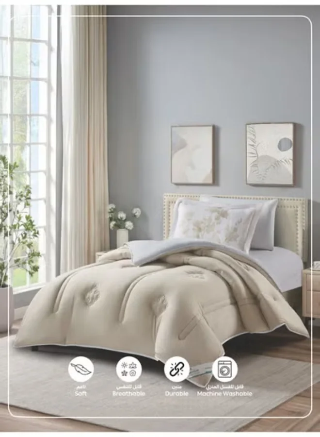 Donetella Bedding Comforter Set, Single Size Fits 120x200 cm - 4-Pcs Digital Print Quilted Bed Set, Microfiber Fabric - 1 Comforter, 1 Fitted Sheet, 1 Pillowcase And  1 Pillow Sham
