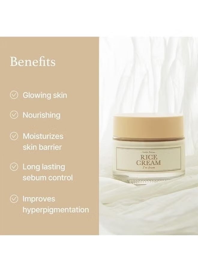 I'M FROM I'm from Rice Cream, 41% Rice Bran Essence with Ceramide, Glowing Look, Improves Moisture Skin Barrier, Nourishes Deeply, Smoothening to Even Out Skin Tone, K Beauty  - Image 5