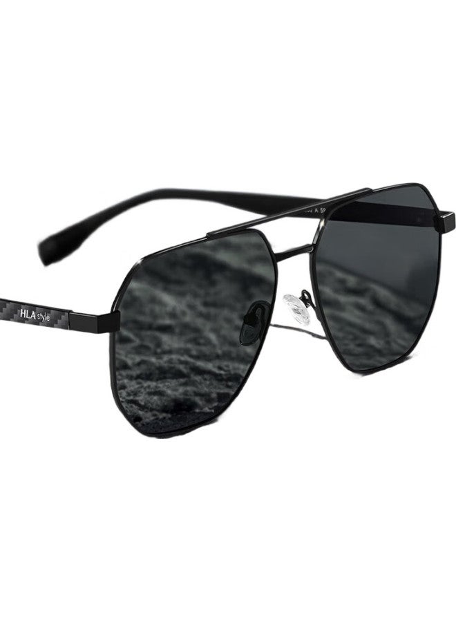 HLA Polarized Sunglasses Ultra-Light Carbon Fiber High-End Men'S Sunglasses Driving Special Glasses Gun Frame Grey Lens - Image 1