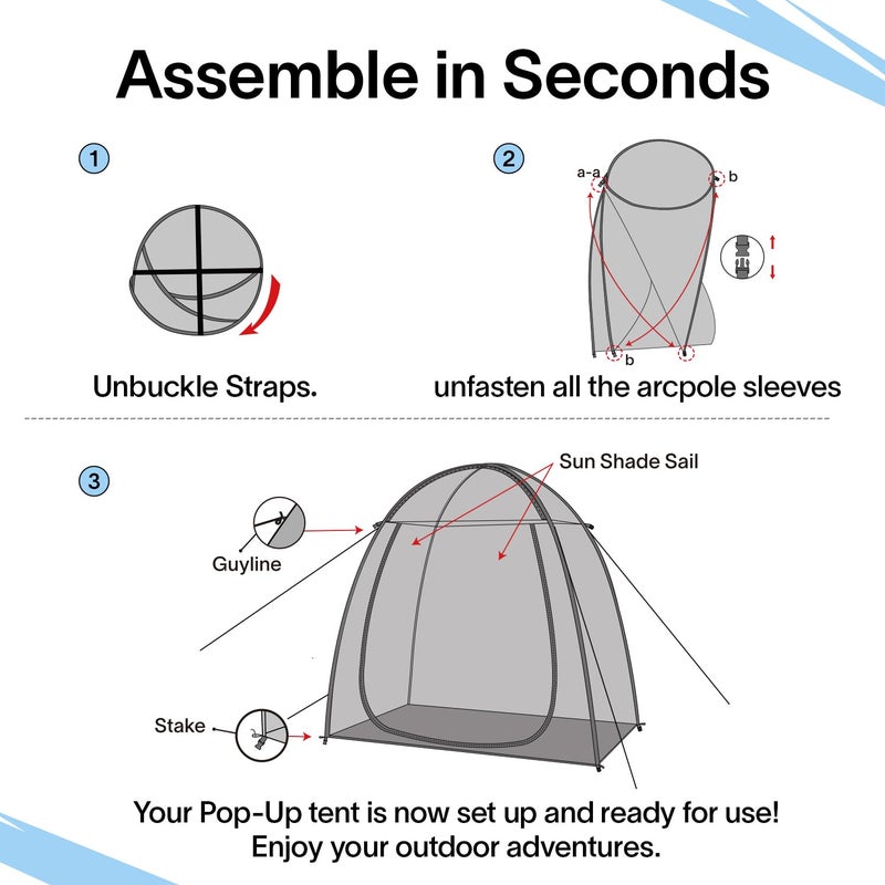 PrivatePod EighteenTekÂ® Pod All Weather Sports Tent with Attached Floor, Instant Outdoor Bubble Tent, Rainproof Camping Sun Shelter for Sports Events Camping Fishing Cheering 50" X 50" X 64"H - Image 5