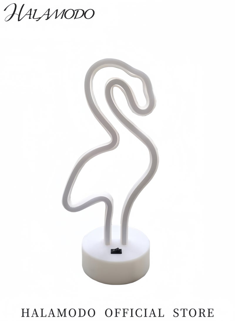 هالامودو ضوء نيون فلامنغو نيون يعمل بالبطارية USB يعمل بالبطارية LED لافتات نيون إضاءة ليلية مضيئة للحفلات ديكور مكتب لغرفة النوم والحفلات وديكور الزفاف  - Image 2